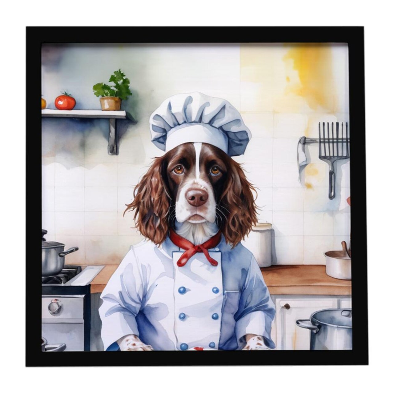 Edge Collections - 8" x 8" - Multicolor - Kitchen Wall Art Framed Metal The Chef - 1 Piece
